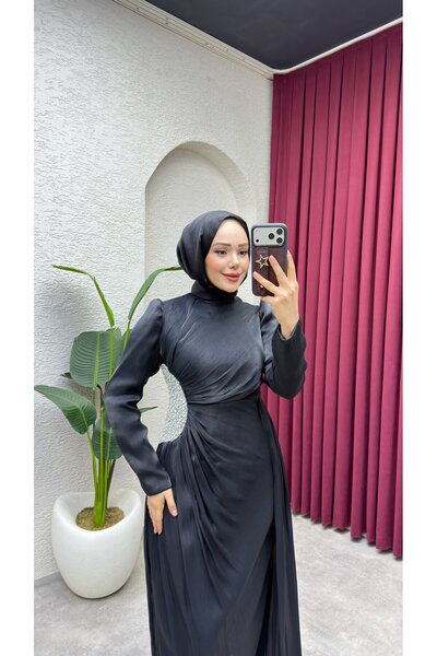 Kalemen Moda Ahu Beli Taşlı Janjan Abiye 8082 Siyah