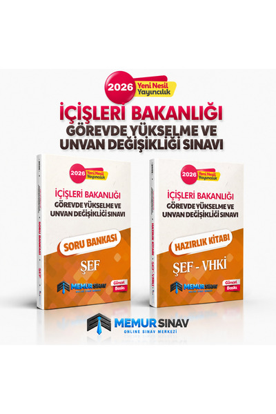 MemurSınav 2026 İÇİŞLERİ BAKANLIĞI GYS VE ÜNVAN DEĞİŞİKLİĞİ ŞEF 2'Lİ SET( SOR...