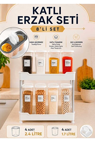 Herza House 8-Piece Oval Food Container with 2-Tier Shelves |   Storage Conta...