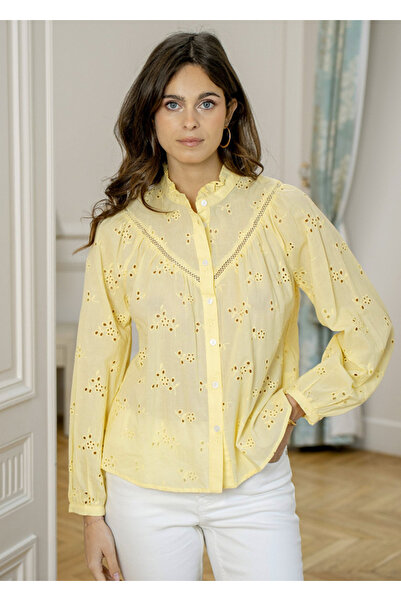 SOFILINE Yellow cotton shirt with English perforations ASD97035 M9