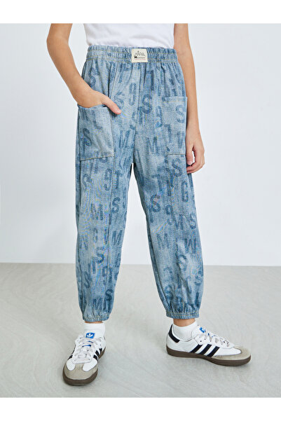 Styli Boys Blue Letter Print Jogger Jeans