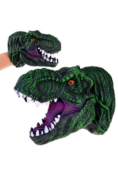 Jokomisiada Dinozaur T-REX Mănușă de cauciuc tip păpușă de mână Cap de dinoza...