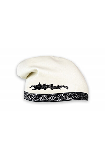 ORIANA FASHION Caciula dacica crem cu broderie