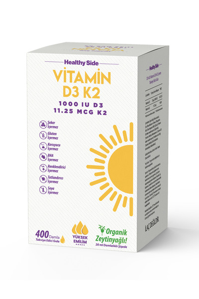 Healthy Side D3 K2 Vitamin 20 ml (400 Damla)
