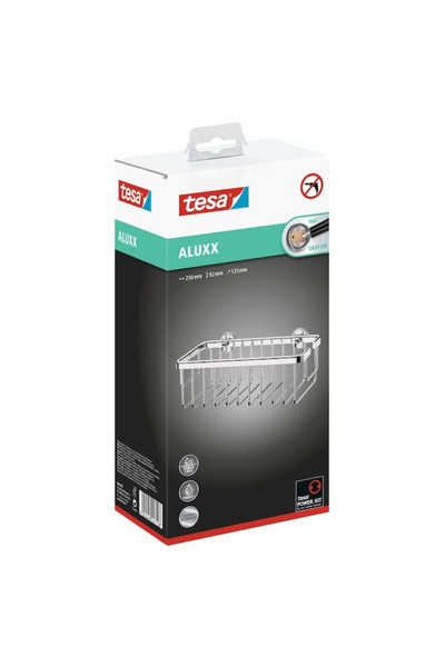 Tesa Aluxx Bathroom Wall Shelf 25x9.2x12.5 cm, Chromed Aluminum, No Mounting Kit
