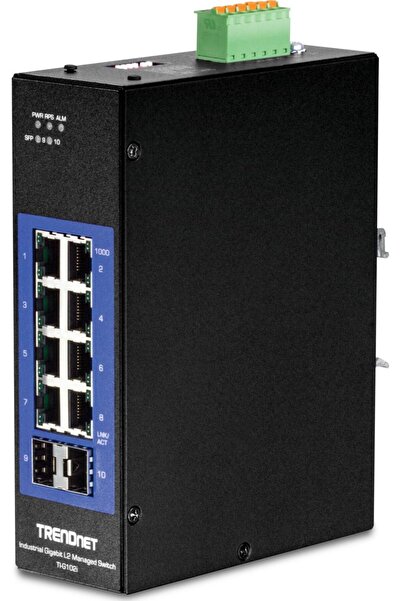 TRENDnet Switch industrial Gigabit L2 gestionat PoE+ cu 10 porturi, montabil ...