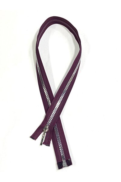 karantuhafiye Purple / Metallic Look Plastic Teeth / Coat Zipper / 70 cm