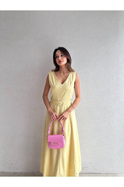 Mooi Butik فستان يوكانا ميدي 5667 - أصفر