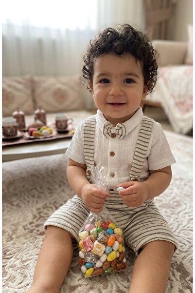 babysena Erkek Bebek Papyonlu Müslin Salopet Gömlek Takım