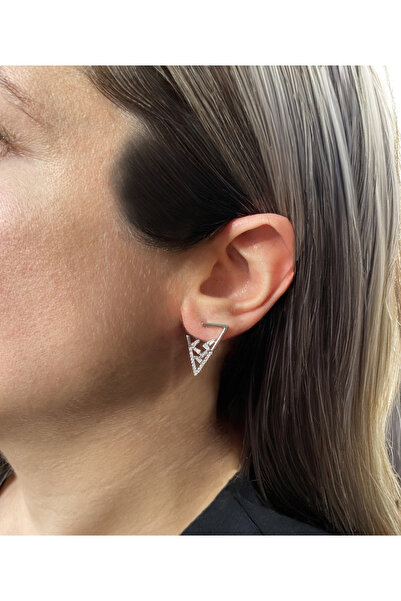 GOX Baguette Stone Inverted Triangle Earrings