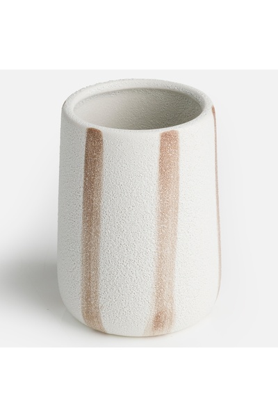 Zumzeria Ecru Brown Ceramic Toothbrush Holder Ø7x10cm