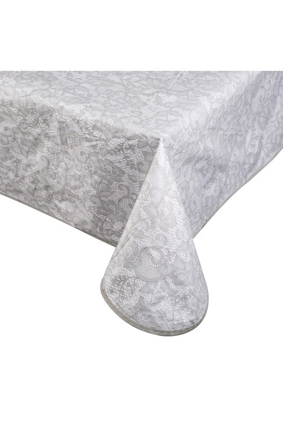 Zumzeria White Gray Lace Plastic Tablecloth 180x140cm