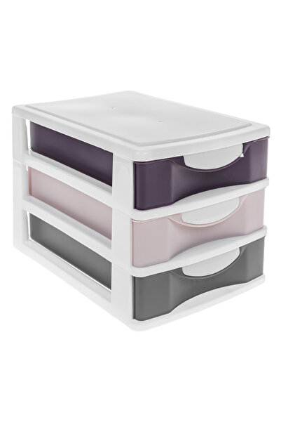 OEM Colorful Plastic Office Organizer Box with 3 Drawers 22x15x19cm