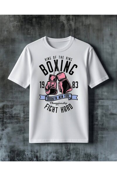 COMVİCHO boxing king brooklyn Baskılı Oversize Tişört