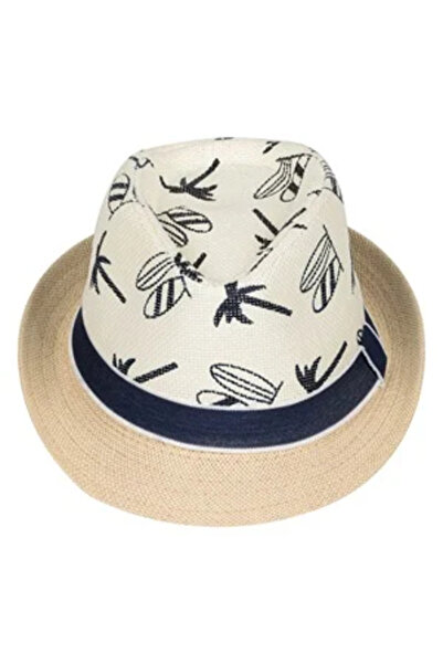 Zumzeria Beige Hat with Palm Trees & Blue Strap for Kids