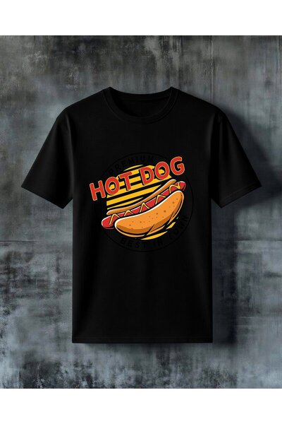 COMVİCHO تي شيرت فاخر مطبوع عليه premium hotdog best town مقاس كبير