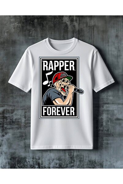 COMVİCHO Rapper Forever Skull Printed Oversize T-Shirt