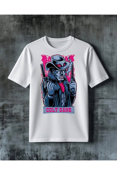COMVİCHO Colt Game Zombie Cowboy Printed Oversize T-Shirt