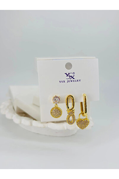 eco port Heart Detailed Triple Combination Earrings - Kp00533