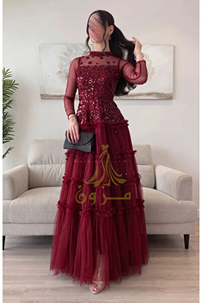 Mazon Fashion فستان سهرة من التول المطرز