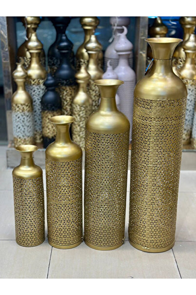Generic فازات ديكور حديد مزخرفة باللون الذهبي