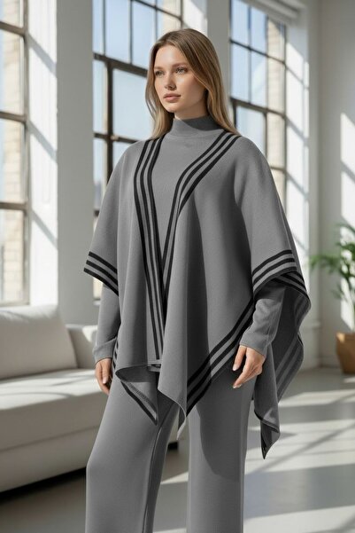 Intisimo Women's Knitwear Set, Three-Piece, Classic, Grey/Black