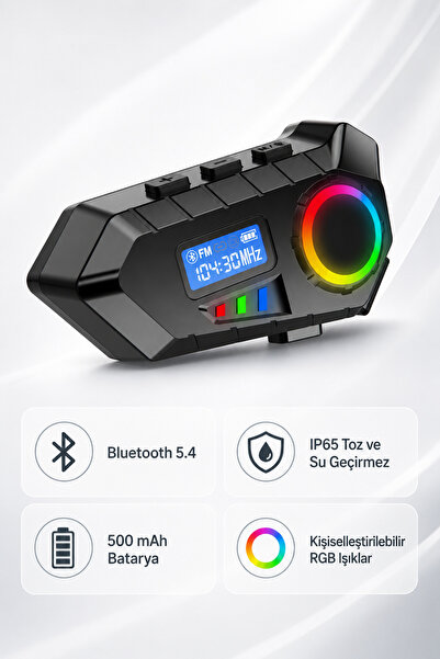 SEYUTECH SY-30 Bluetooh 5.4 Motosiklet Kask Kulaklık Intercom RGB Işıklı Moto...