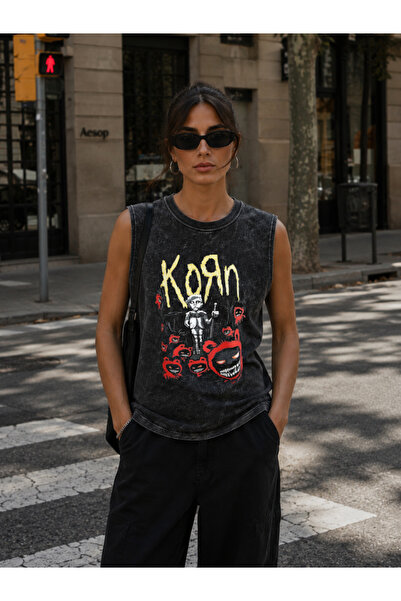 FREAK T-SHIRT تي شيرت كورن نو ميتال فينتاج مغسول بدون أكمام مقاس كبير