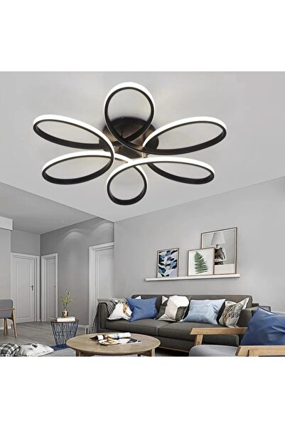 Elektroyou Lupin Siyah Plafonyer Ultra Power Beyaz Ledli Avize