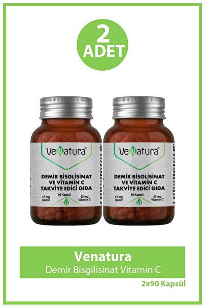 VeNatura Demir Bisgilisinat Vitamin C 90 Kapsül 2 Adet