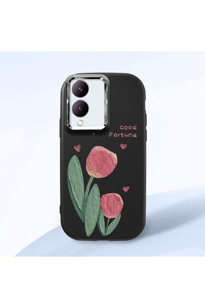 ucuc Vivo Y28 4g Compatible Shock-Absorbing Camera Protected Black Silicone Case