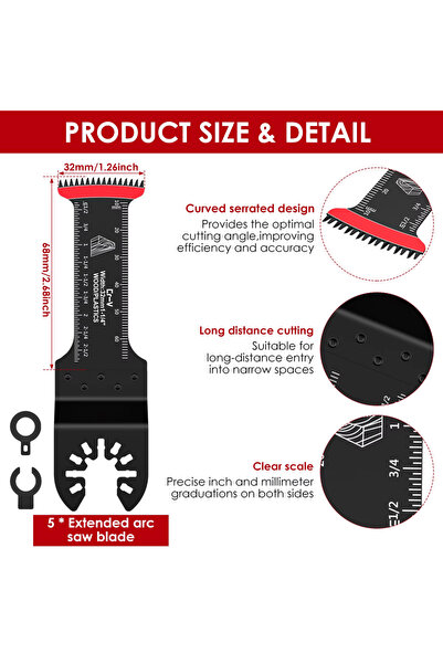 Choice1 32x68mm 5pcs 5pcs Oscillating Saw Blades Set Professional Universal M...