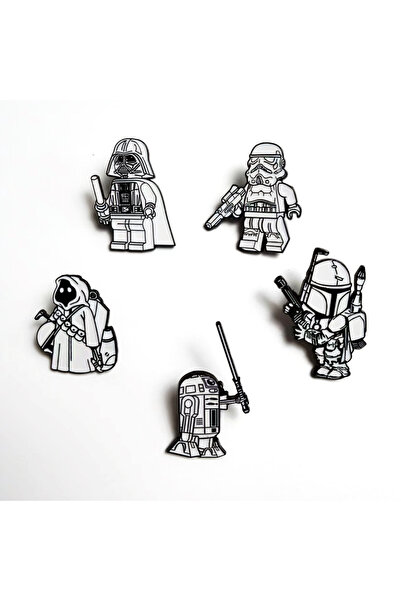 Choice مجموعة من 5 دبابيس كرتونية لشخصيات ستار وورز R2-D2 وستورم تروبر، شارات...