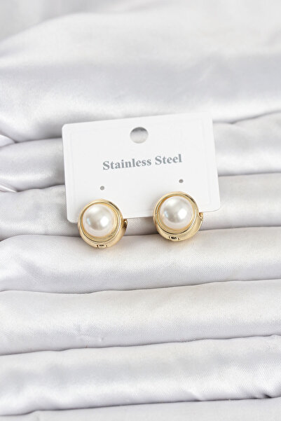 LuxeGem 316L Steel Gold Color Pearl Model Women's Earrings
