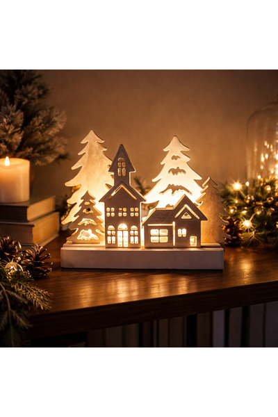 sanat yanımda kar manzarası, karlı köy manzarası yılbaşı atmosferi tea light mum