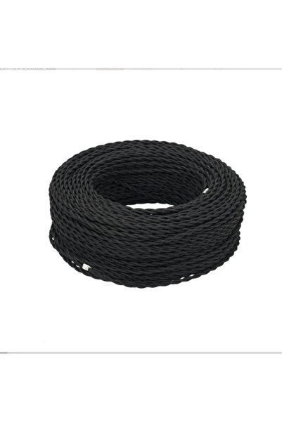 Choice11 10m Vintage Twisted Electrical Wire Black Textile Cable 2*0.75mm Edi...