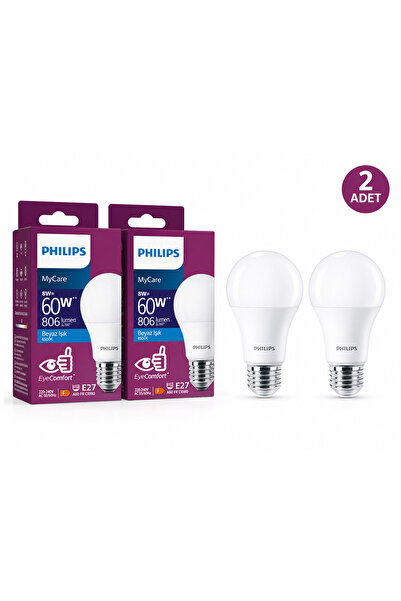 Philips MyCare1 Led Ampul 9W 806 Lümen E27 Beyaz Işık 6500K 2 Adet