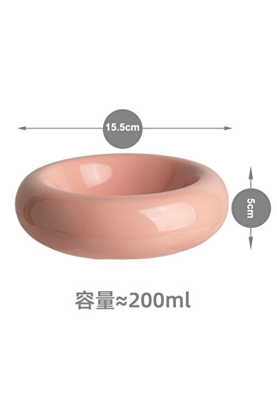 Choice4 Pink Cat Bowl Ceramic Cat Bowl Dish Pet Bowl Donut Shape Cat Food Bow...