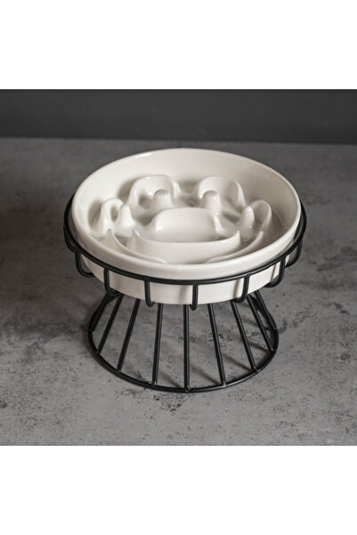 Choice3 Claw print 2 Elevated Ceramic Slow Feeder Bowl for Dogs Cats, Anti-Ch...