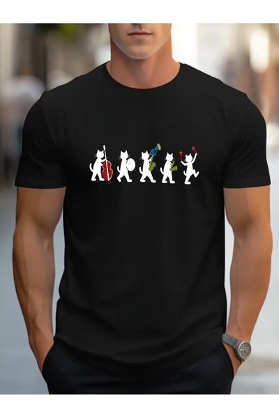 yiou trendy clothing تي شيرت أسود عصري بياقة دائرية للاستخدام اليومي