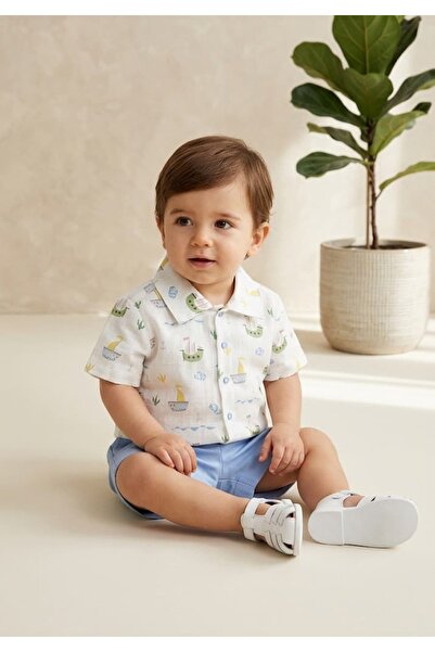 Ozmoz By Mukadder Özden 100% Cotton Patterned Summer Baby Boy Shirt