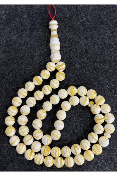 EFT MAGIC Rosary 57 Beads Yellow White Striped | Mastic Tasbih Misbaha Prayer...
