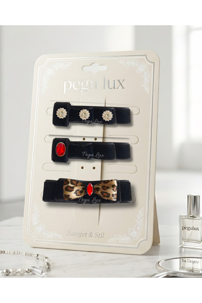 pegu baby collection Set de 3 agrafe de păr din catifea, mici, mini, luxoase,...