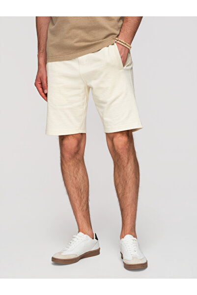 OMBRE Herren Sweatshorts mit elastischem Bund und Taschen OM-SRBS-0205 Creme