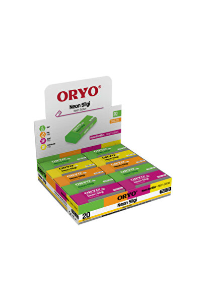 ORYO Solid Color Neon Erasers Box of 20