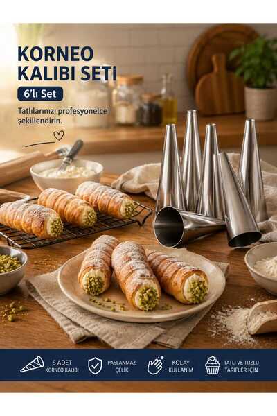 Store HGY Home 6'lı Metal Korneo Kornet Kalıbı– Yapışmaz Tatlı, Tuzlu ,Hamur ...