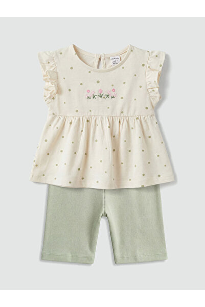 LC Waikiki Flower Embroidered Baby Girl Set