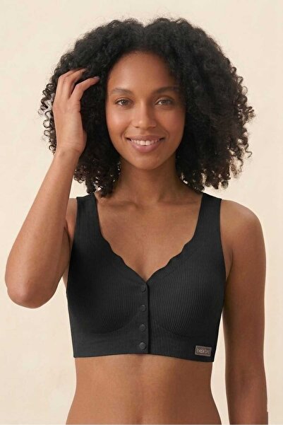 Brashop Premium Laser Cut Ribbed Seamless Bra |   Front Snap Seamless Bralett...