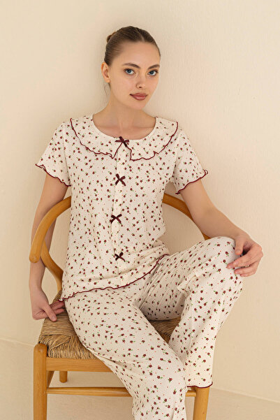 SEAMLIFE HOMEWEAR French Collar Bowknot Pajama Set