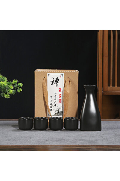 Choice4 a black suit Luxury Sake Set Warmer 4 Cups Ceramic Japanese Sake Bott...